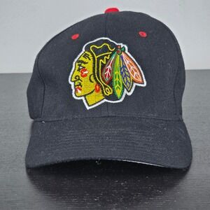 Chicago Blackhawks Starter 90s Vintage Cap Hat Red Black NHL Hockey Size 7 3/4